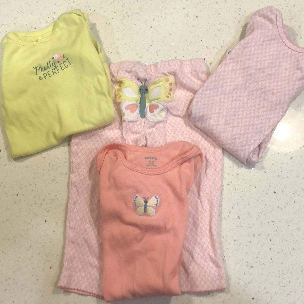 Carter’s onesies with Butterfly pants.